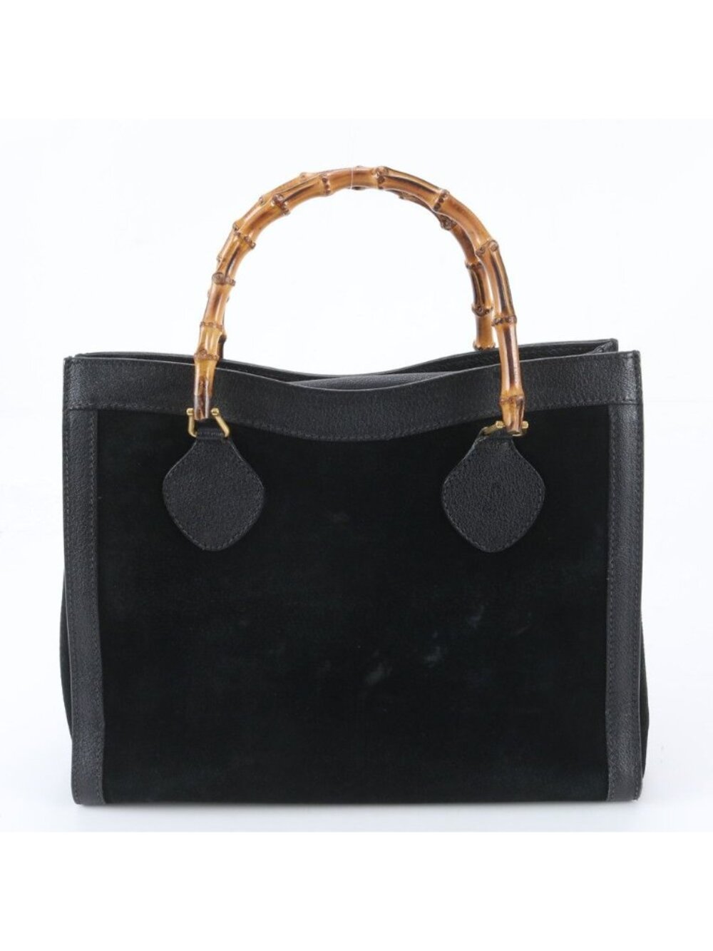 Gucci Bamboo 0 Leather Tote Bag Shoulder Hand Black